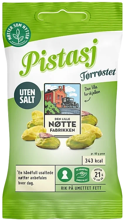 Pistasjkjerner u/Salt 60g Dln
