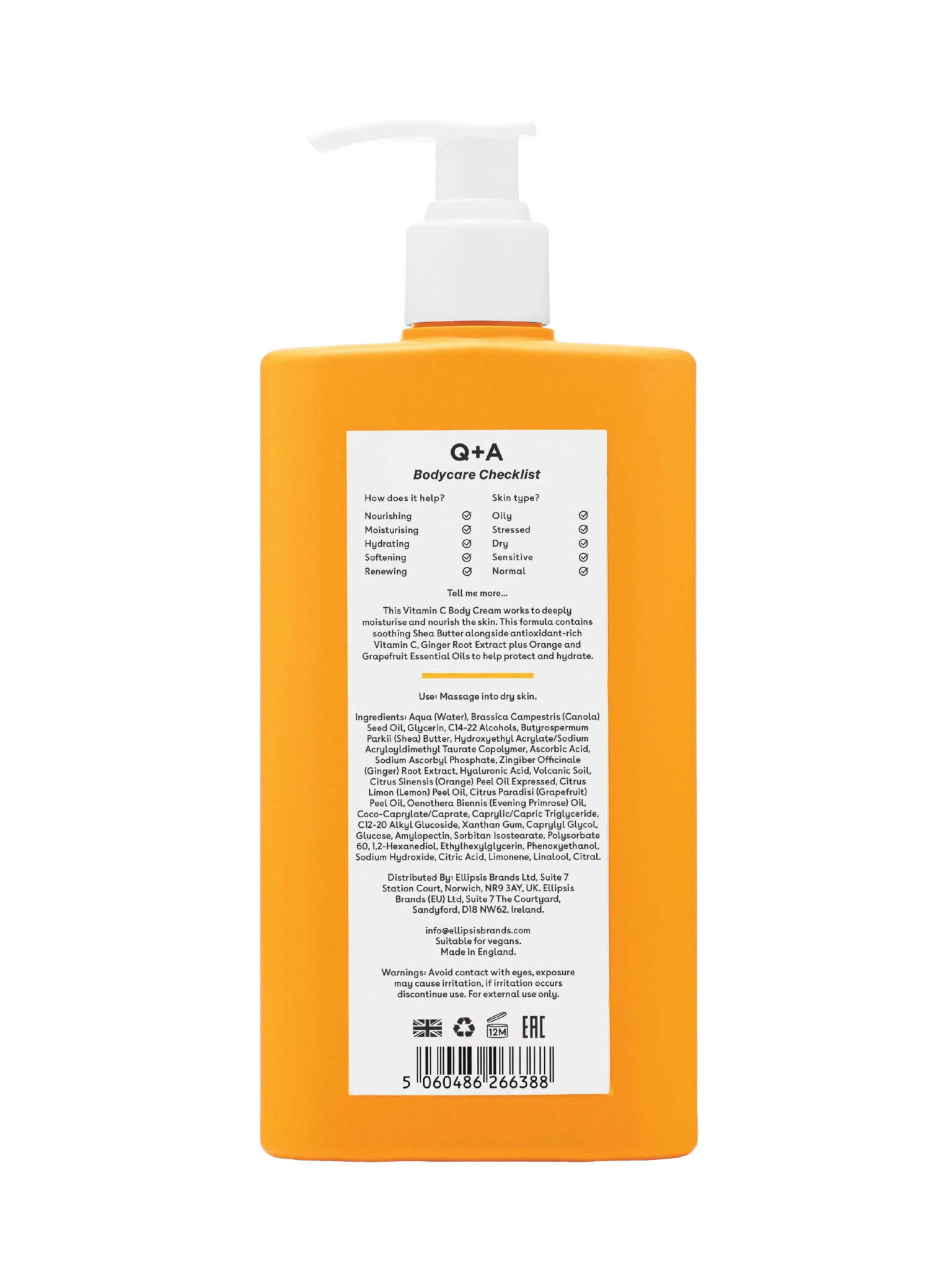 Q+A Vitamin C Body Cream, 250 ml