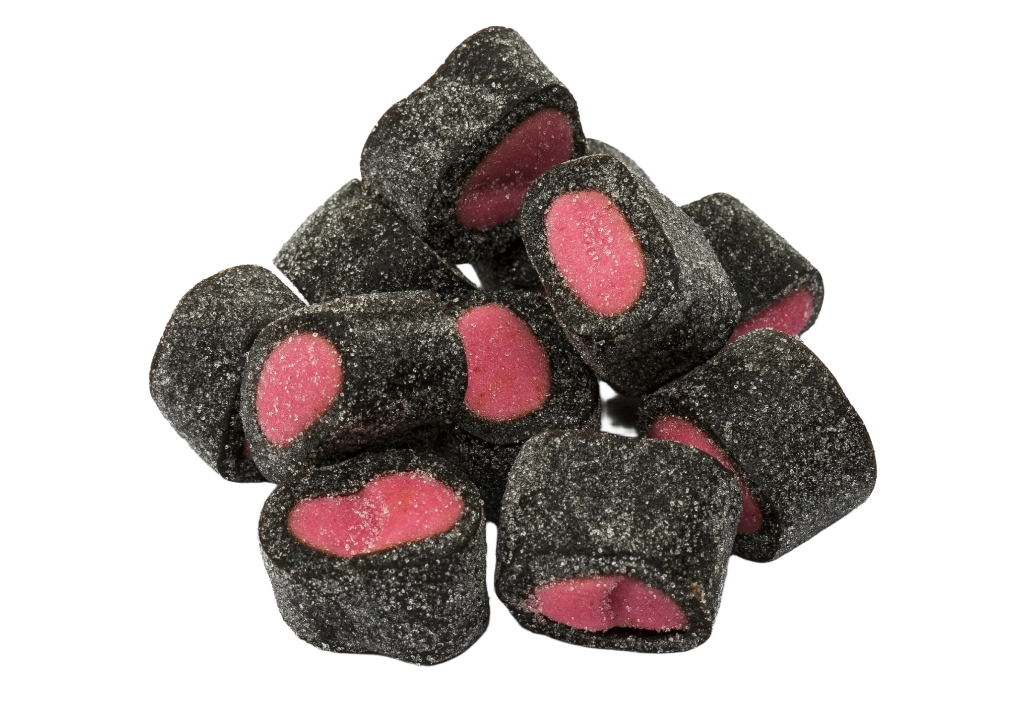 Jordgubbsfylld lakrits, sockrad