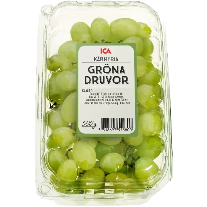 Druvor Thompson Seedless Gröna kärnfria 500g Klass 1 ICA