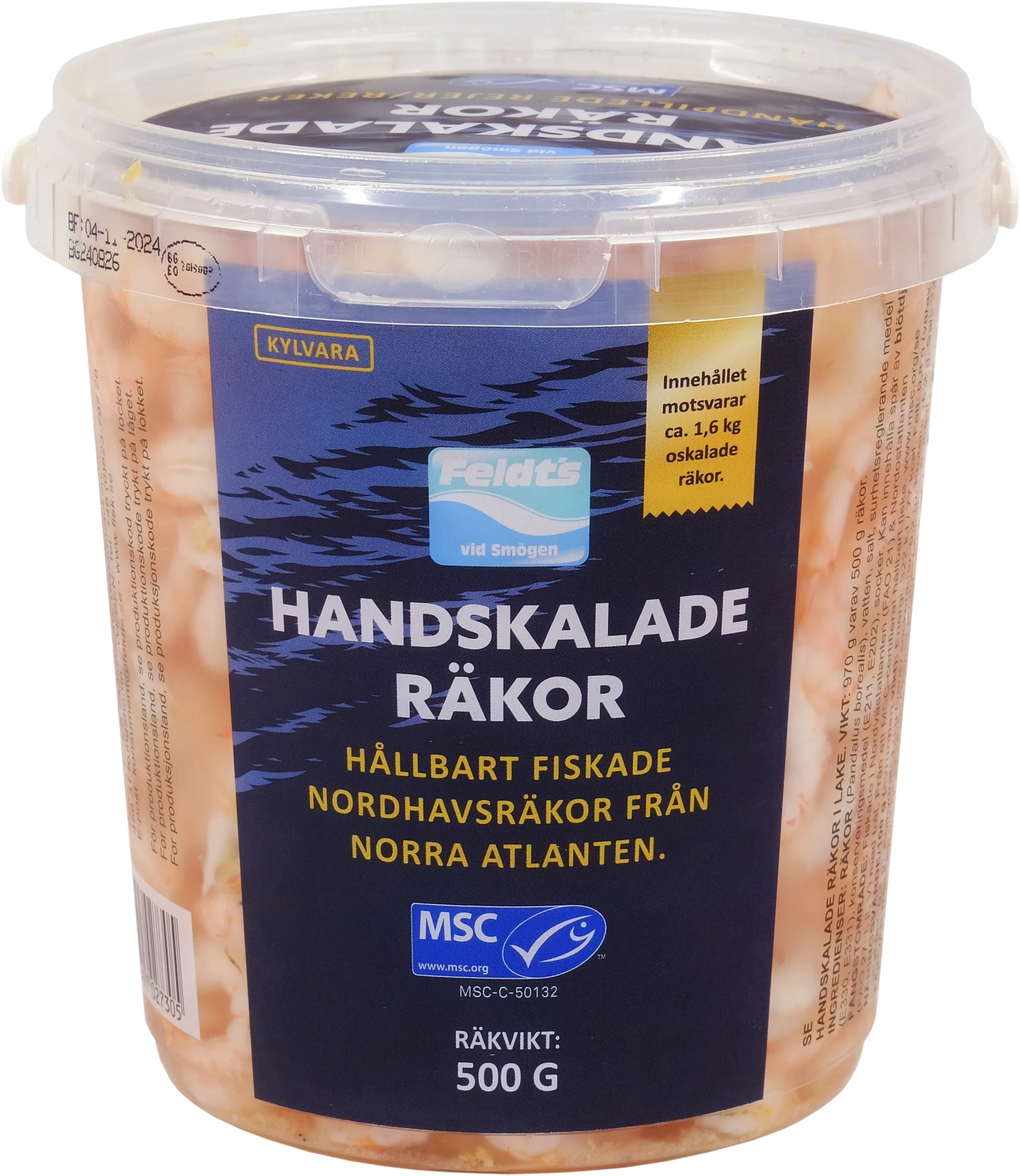 Handskalade räkor i lake, MSC