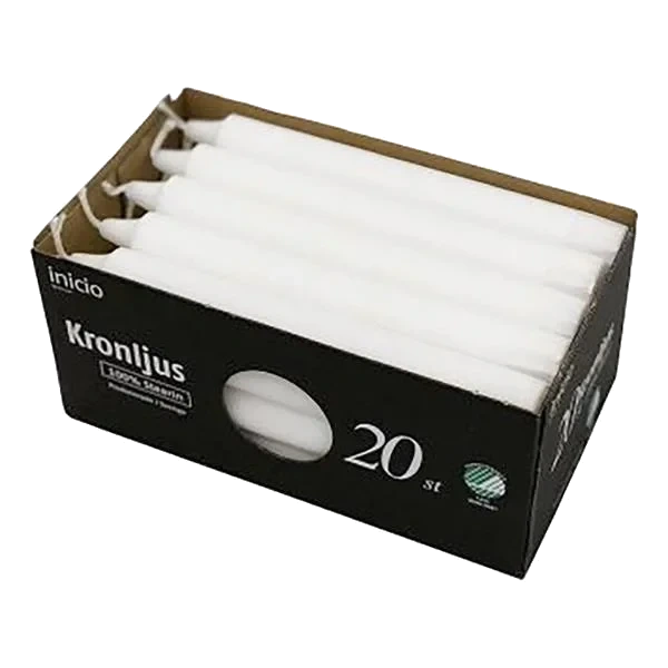 Hvite Kronlys - 20pk