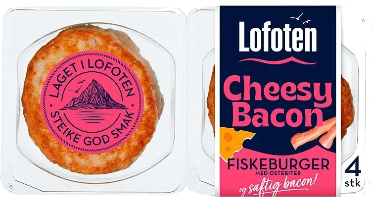 Fiskeburger Cheesy Bacon 4x110g Lofoten