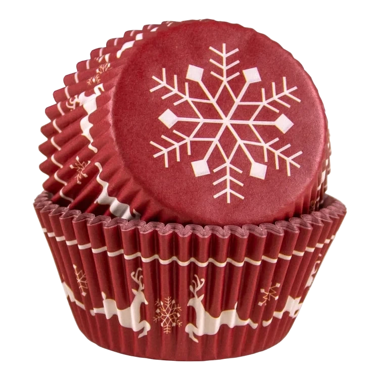 Muffinsform Rød Snøkrystall 50stk Cacas