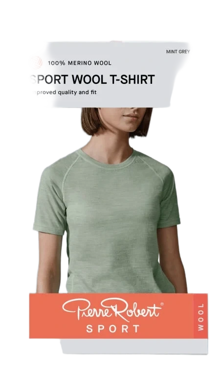 Wool T-Shirt Mint Grey Xl Pierre Robert