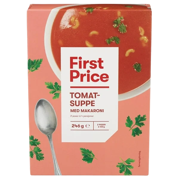 Tomatsuppe m/makaroni 2pk 246g First Price