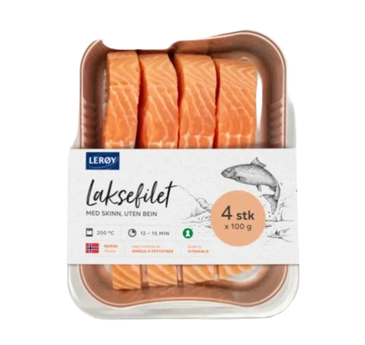 Laks Porsjoner m/Skinn 2x200g Lerøy