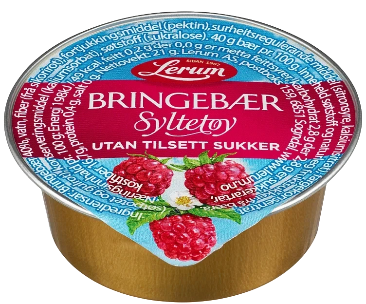 Bringebærsyltetøy Original Utan Tilsett Sukker Kuvert 100/21g