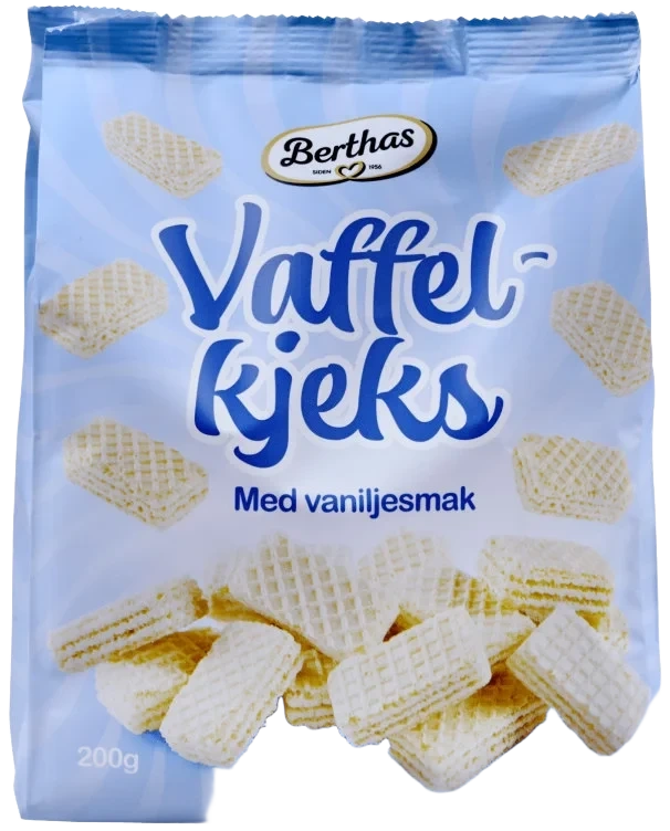 Vaffelkjeks Vanilje 200g Berthas