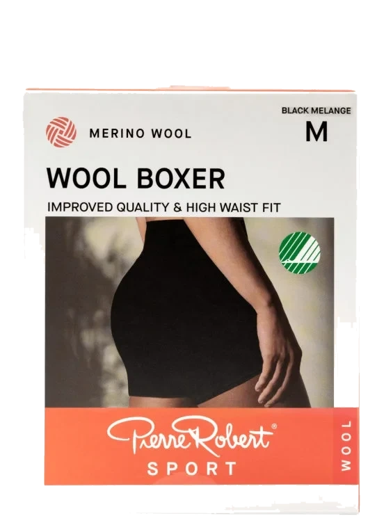 Boxer Wool Sport Black Melange S Pierre-Robert