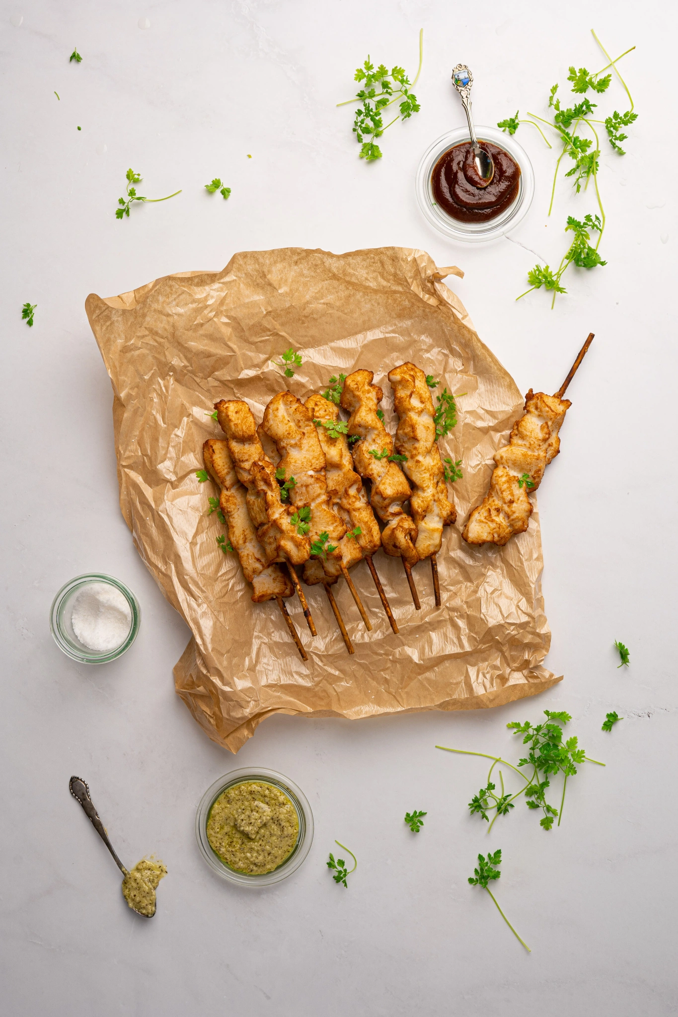 Stekt kycklinggrillspett