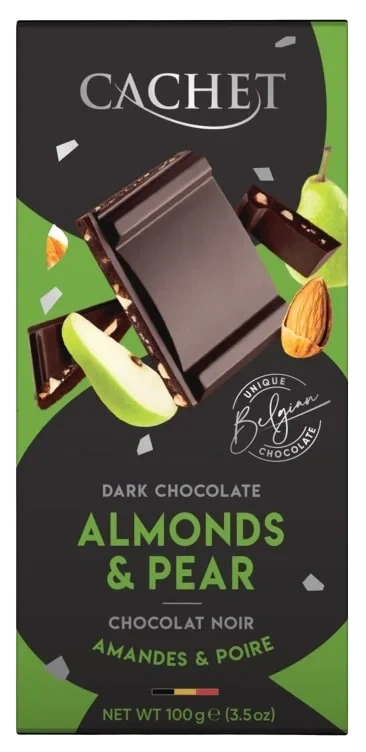 Cachet Dark Chocolate Almond & Pear 100g