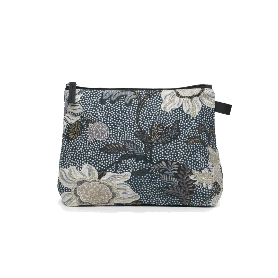 Ceannis Cosmetic Medium Denim Blue Flower Linen