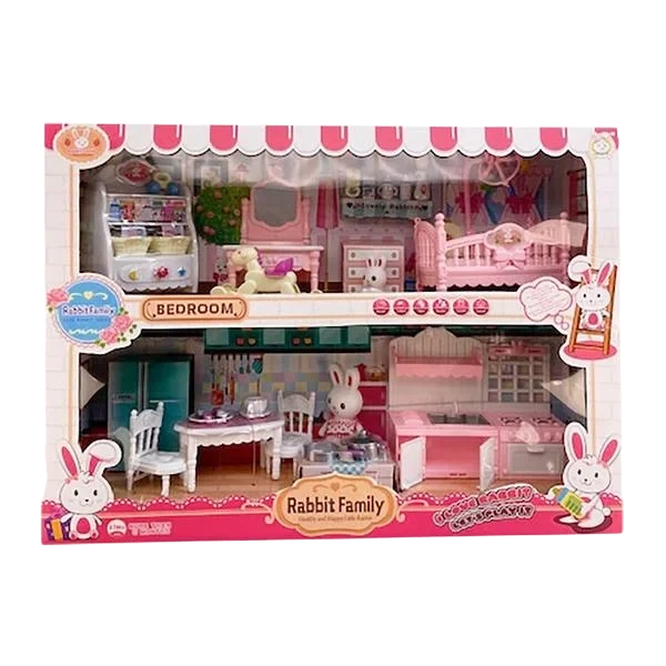 Cute Rabbit Play Set - Kitchen and Bedroom
