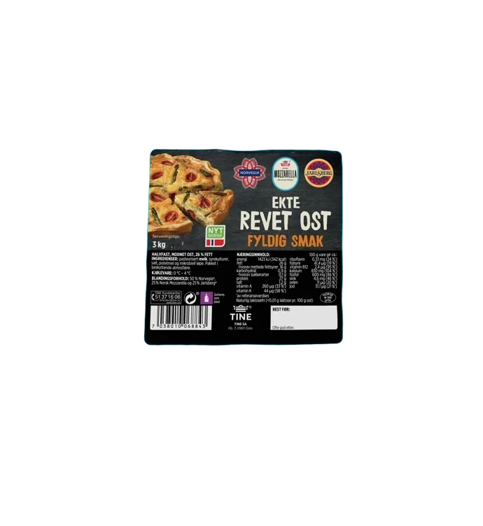 Revet Ost Fyldig Smak 3kg Tine