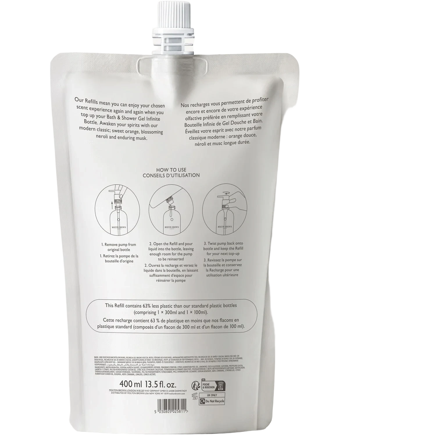 Molton Brown Orange & Bergamot Bath & Shower Gel Refill Pouch