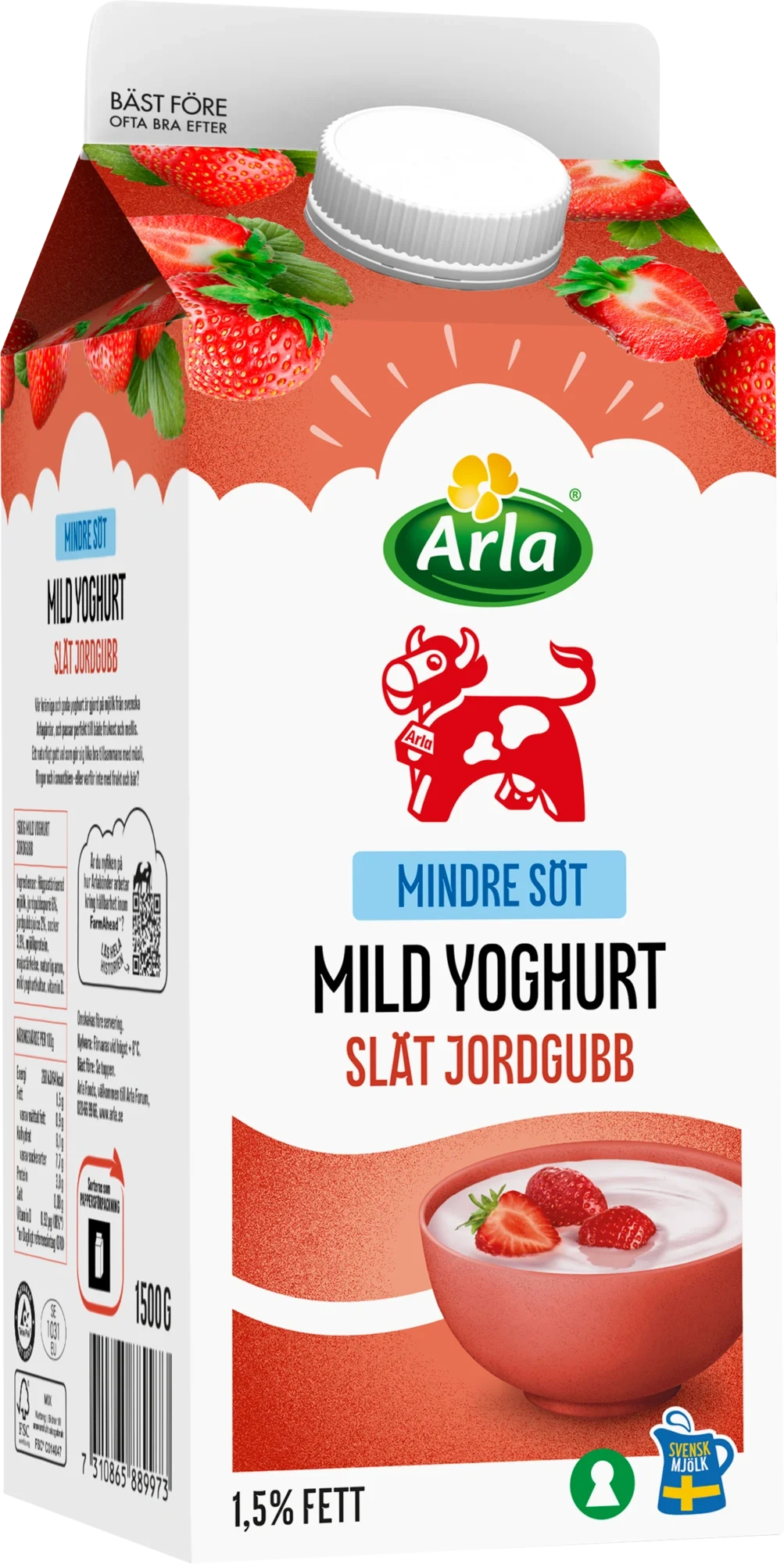 Mild yoghurt jordgubb lättsockrad 1.5%