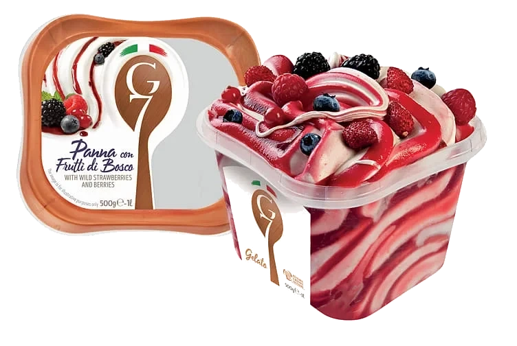 Panna Con Frutti Di Bosco 1l G7 Ekte Italiensk Iskrem