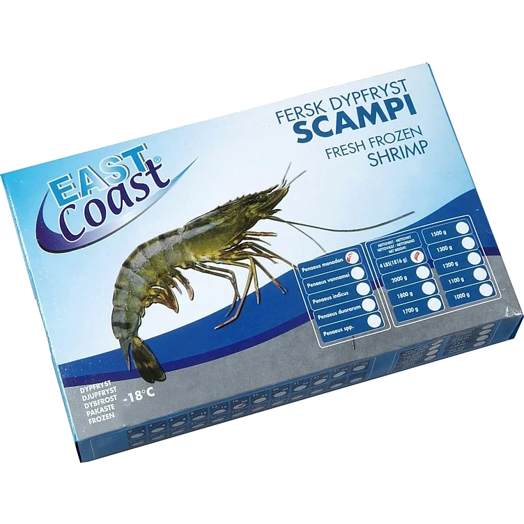 Scampi 6/8 semiblokk med skall og hode   1kg