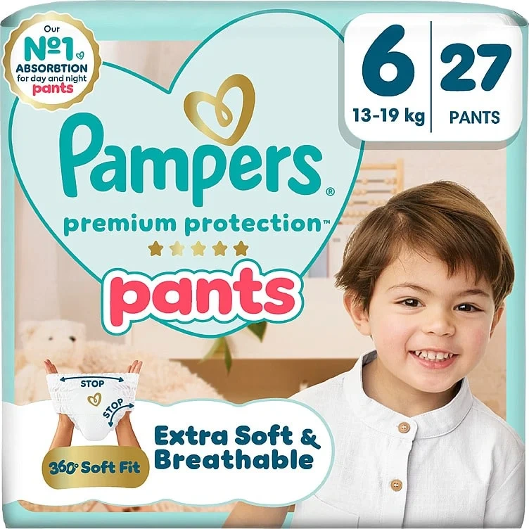 Pampers Bleier Prem Prot Pants S6 13-19kg 27stk