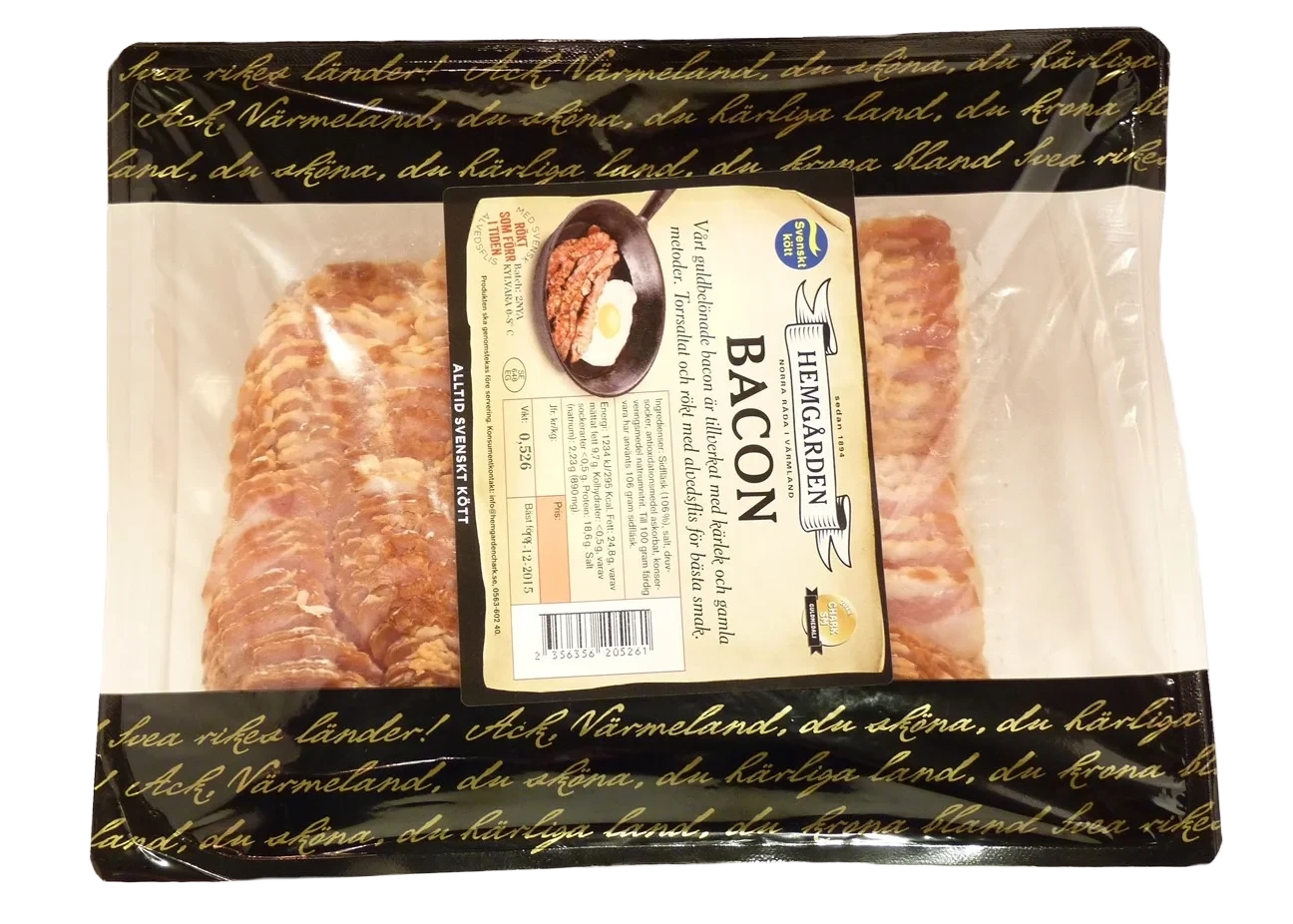 Bacon skivat torrsaltat tråg