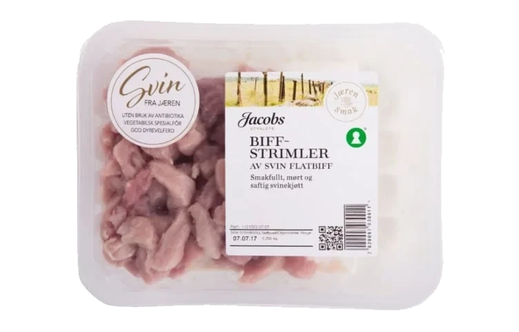 Svinestrimler Flatbiff 250g Jacobs Utvalgte