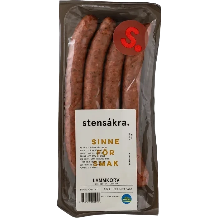 Lammkorv 98% Kötthalt 320g Stensåkra