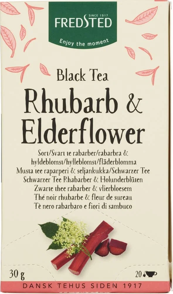 Fredsted Sort te med rababra og hylleblomst