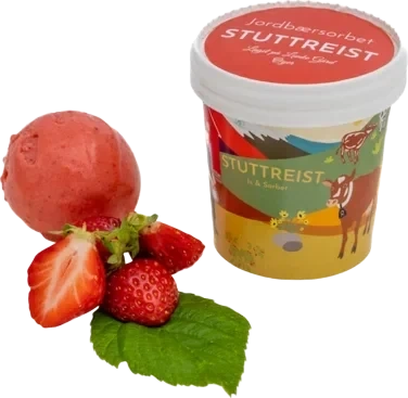 Jordbærsorbet Stuttreist 500ml Beger