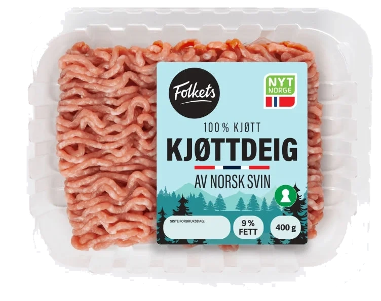 Kjøttdeig Svin 9% u/Salt og Vann 400g Folkets