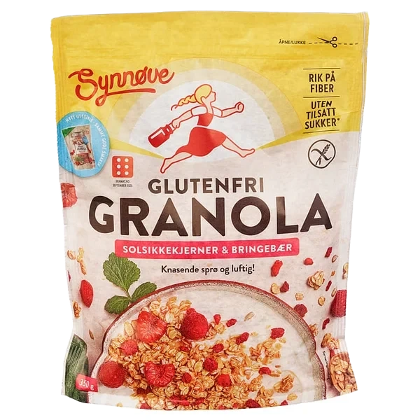 Synnøve Glutenfri Granola Bringebær 350g