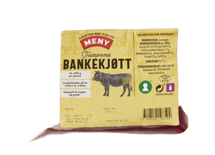 Storfe Bankekjøtt i Bit Ca700g Meny