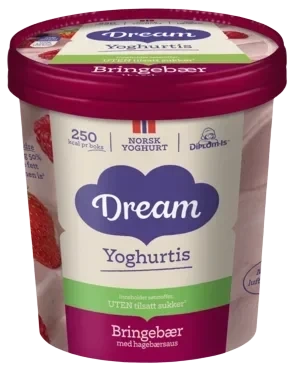 Dream Yoghurtis Bringebær uten Sukker 450ml