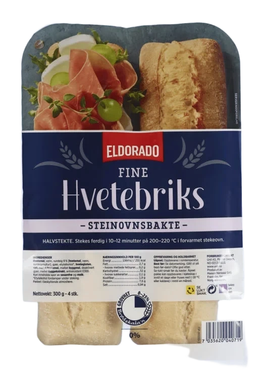 Hvetebriks Steinovnsbakt 4x75g Eldorado