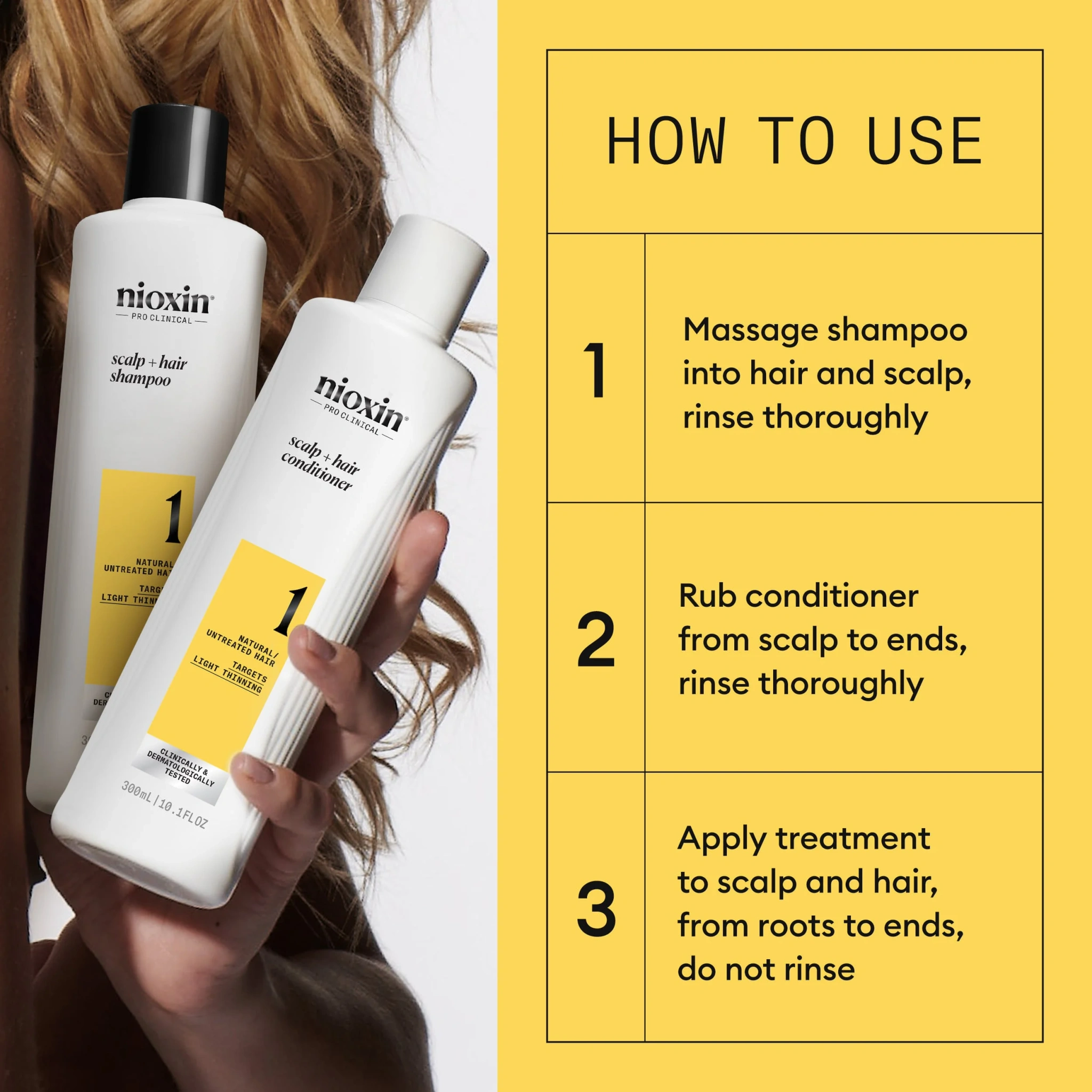 Nioxin System 1 Loyalty Kit, 300 ml + 300 ml + 100 ml