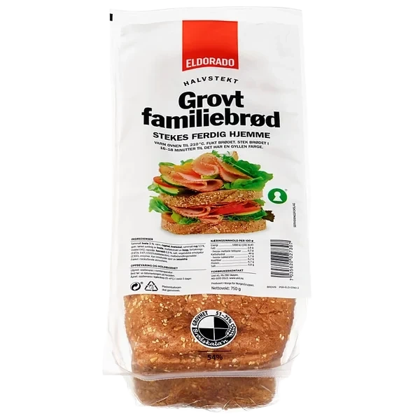 Familiebrød Grovt Halvstekt 750g Eldorado
