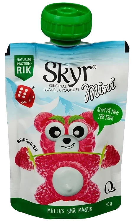 Q skyr mini bringebær pose   90g