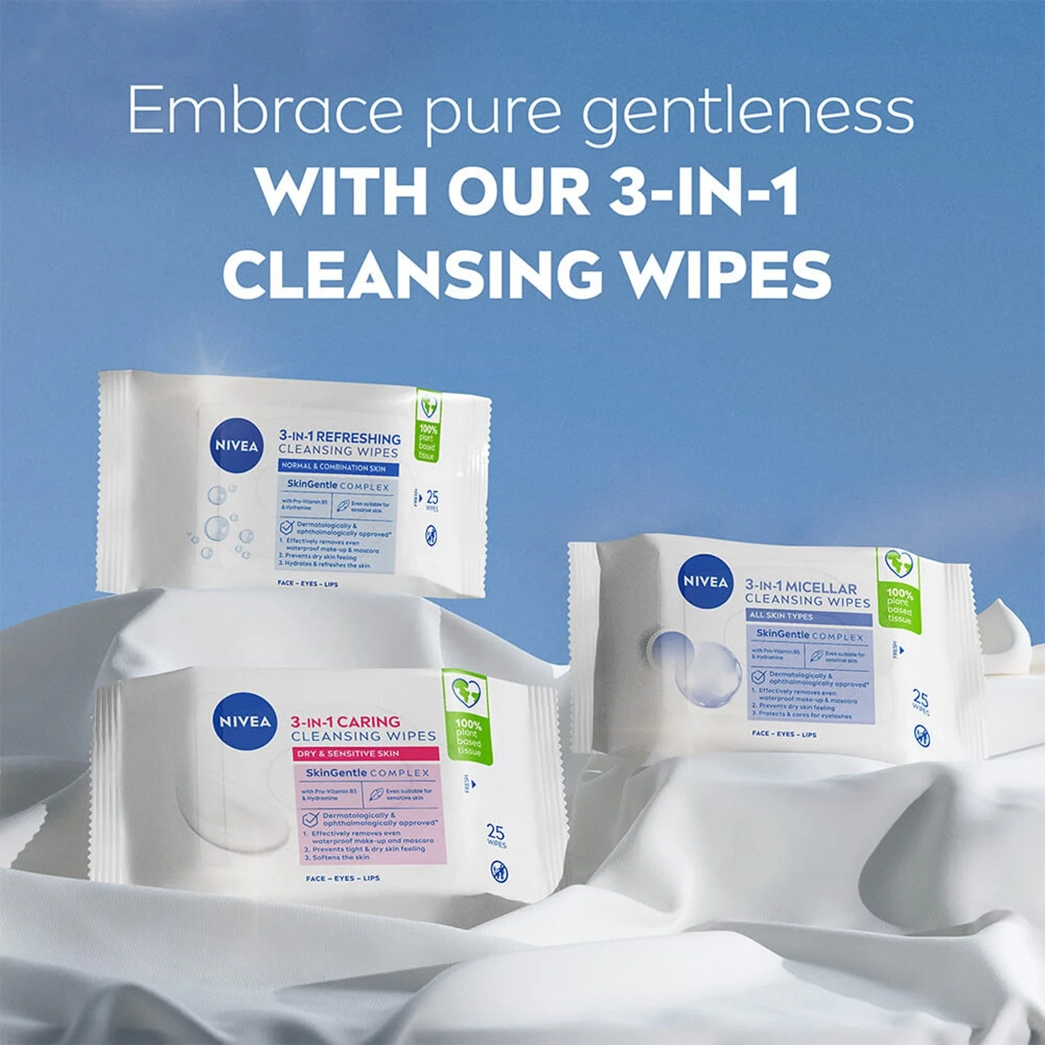 NIVEA 3-in-1 Caring Cleansing Wipes 200 ml