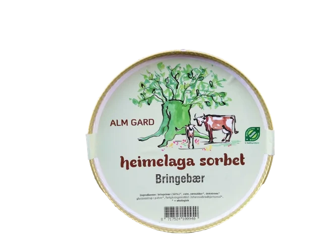 Alm Gard Iskrem Bringebær sorbet