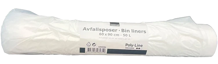 Avfallspose hvit 60x90 ldpe 12 my  40stk