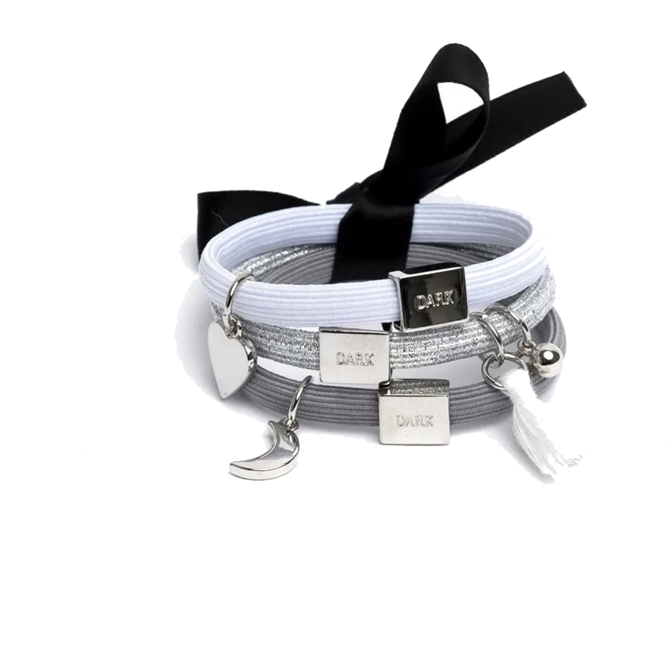 Dark Hair Ties 3 Pk Charm Combo