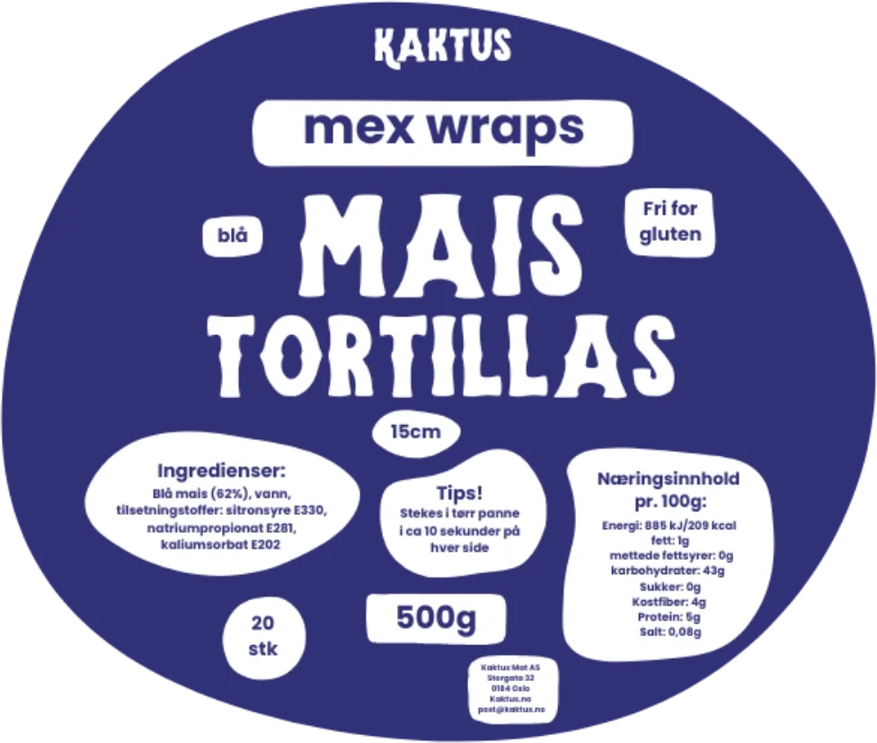 Kaktus Blå Maistortilla 15cm 500g