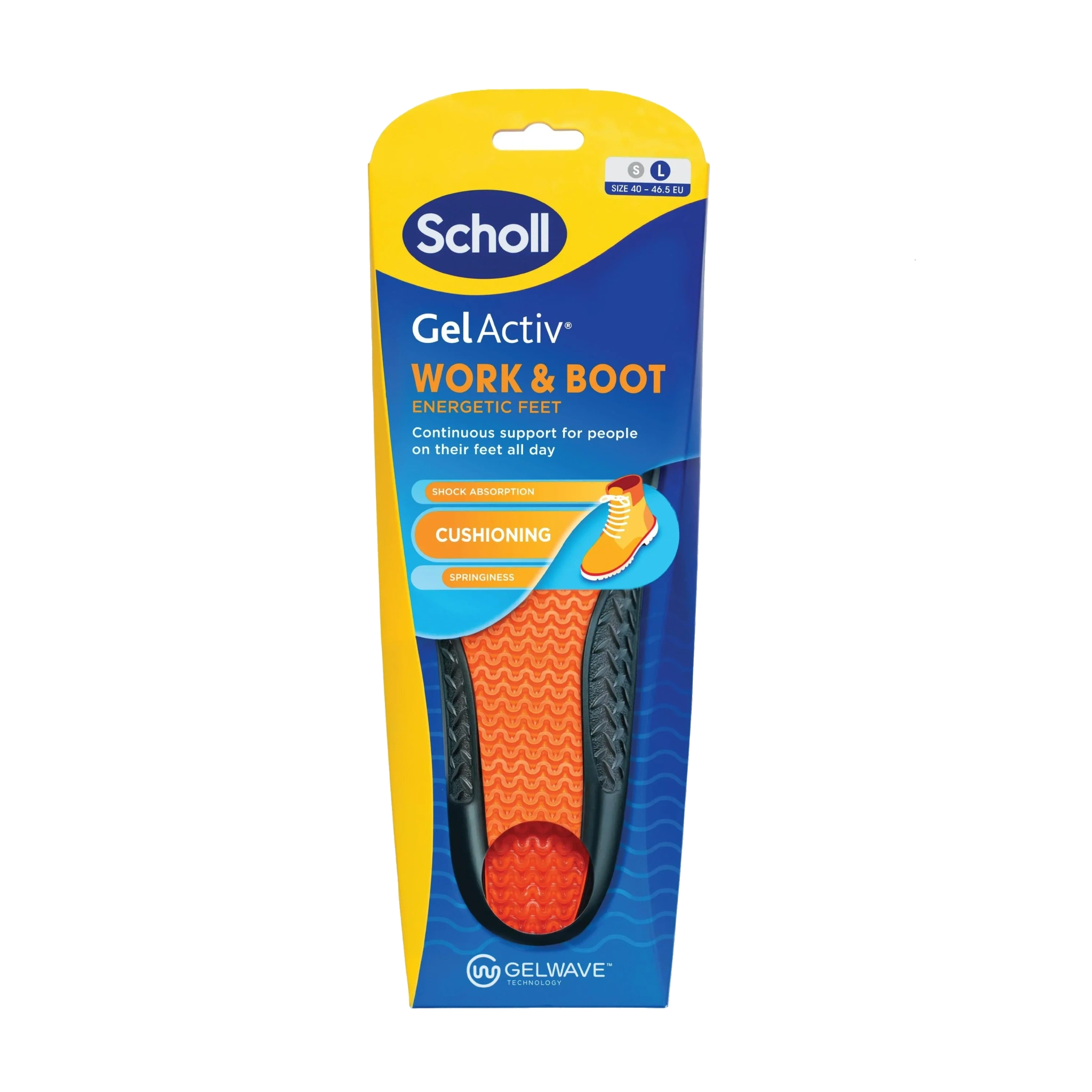 Scholl Gel Activ Work & Boot Innleggssåle, Large, 40-46,5, 1 par