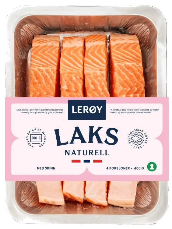 Laks Porsjoner m/Skinn 4x100g Lerøy
