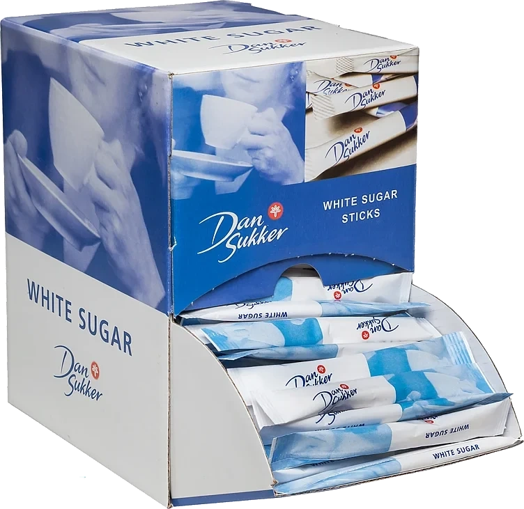 Sukker sticks hvitt display  225x4g