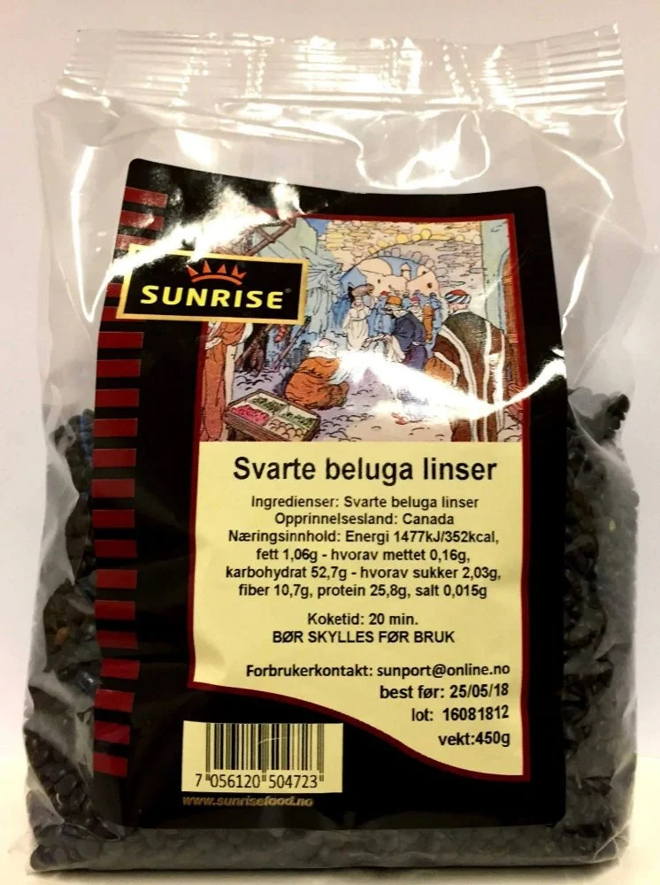 Sunrise Svarte Beluga Linser 450g