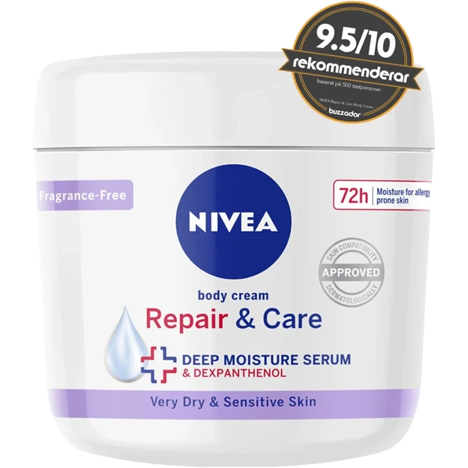 Nivea Repair & Care Fragrance Free Body Cream, 400ml