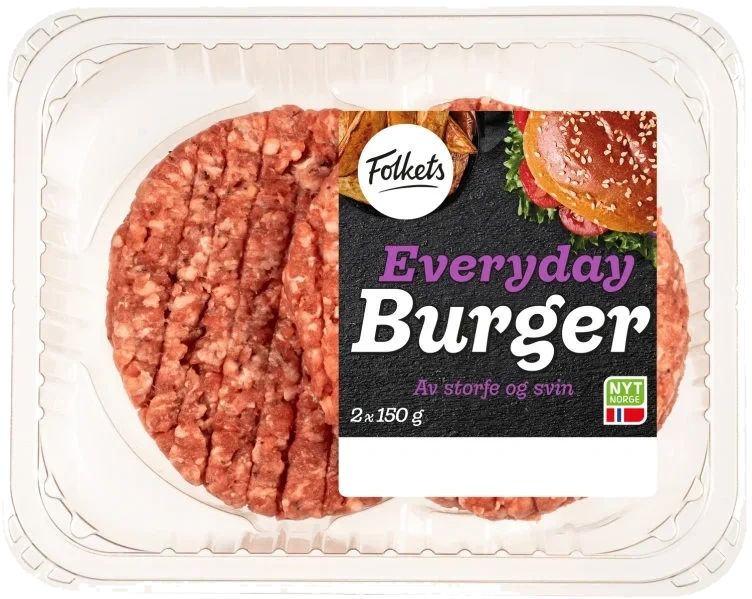 Everyday Burger Storfe&Svin 2x150g Folkets