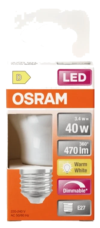 Lyspære Led Cl P 40 Matt E27 827 Dim Osram