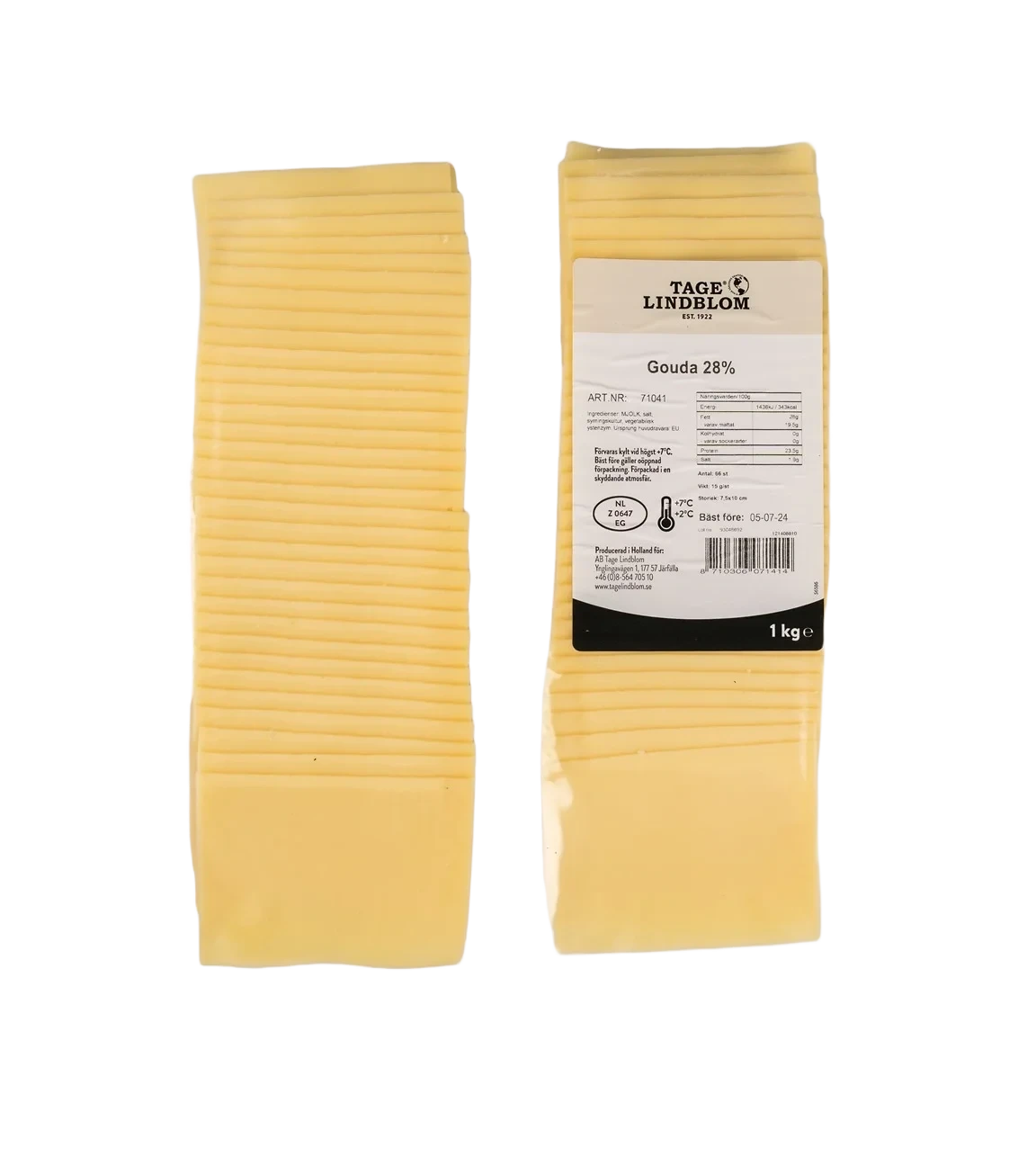 Skivad Gouda 28%, 66x15 g